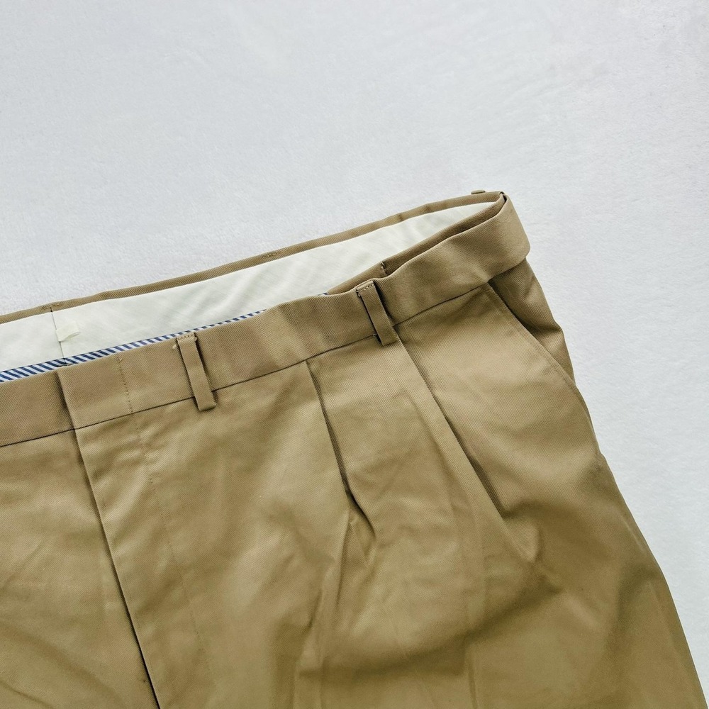 Lands' End Pants Mens 46 Long Khaki Traditional Fit Pleated Cuffed Chino Casual - Picture 11 of 16